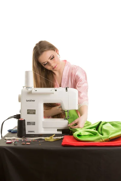 Seamstress Work Isolated White Background — Stock Photo, Image