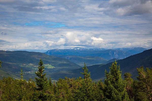 Het Uitzicht Vanaf Top Van Heuvel Van Sogndal — Stockfoto