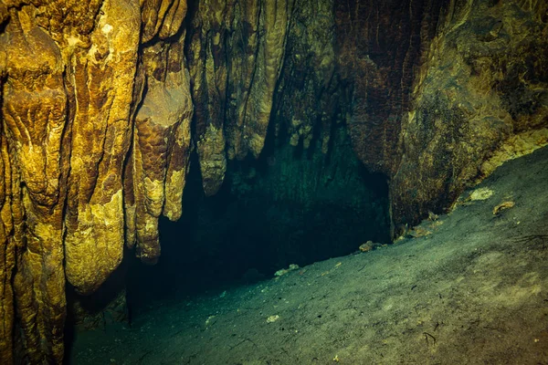 Imagem Subaquática Caverna Fundo Oceano México — Fotografia de Stock