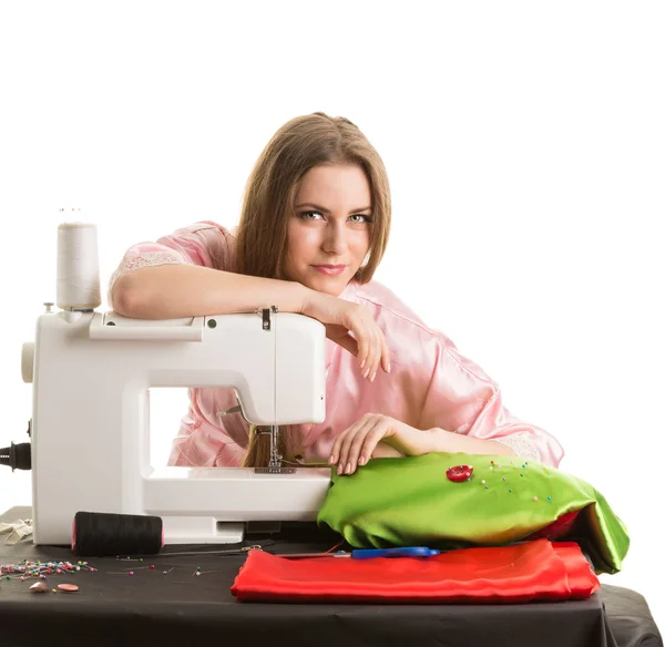 Seamstress Work Isolated White Background — Stock Photo, Image