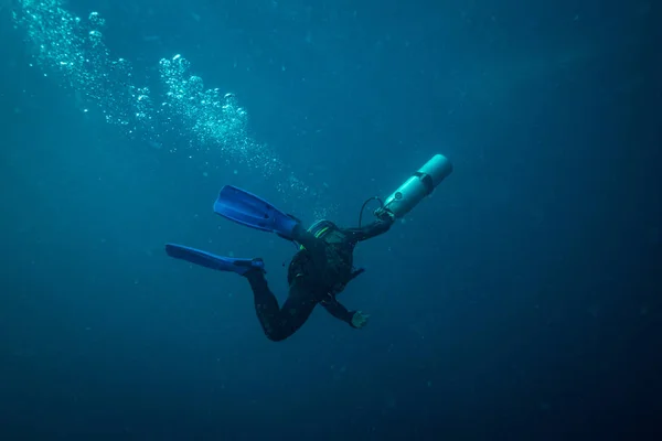 Mergulhador Subaquático Perto Ilha Koh Tao — Fotografia de Stock