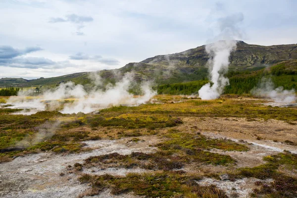 Geothermally Active Valley Haukadalur — Stock Photo, Image