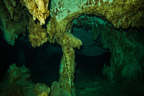 Underwater Image Cave Ocean Bottom Mexico — Stock Photo, Image