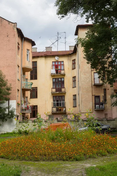 Casa Fachada Lviv Ucrânia — Fotografia de Stock