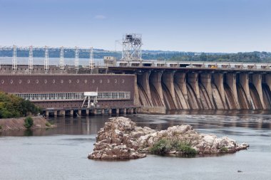 Zaporozhye hydro power plant on the river Dnepr. Ukraine clipart