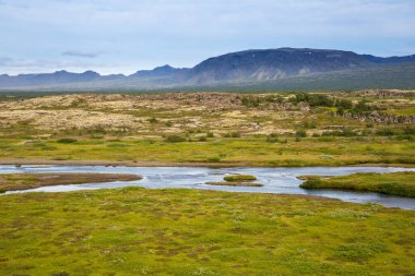 Thingvellir Milli Parkı rift Vadisi. İzlanda.