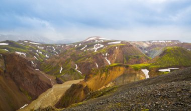 Güzel dağ Panorama Milli Parkı Thorsmork, İzlanda.