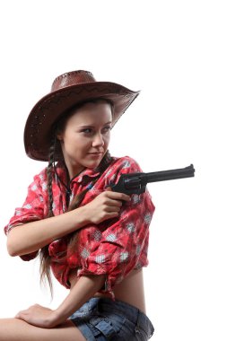 Kovboy şapkalı genç ve güzel kız 