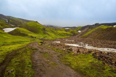 Güzel dağ Panorama Milli Parkı Landmannalaugavegur, İzlanda. 