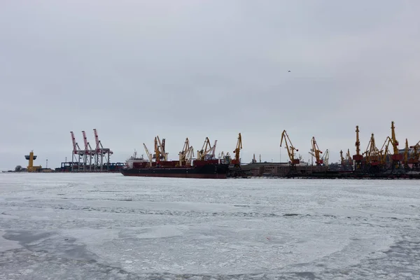 Winter Einem Hafen Von Odessa — Stockfoto