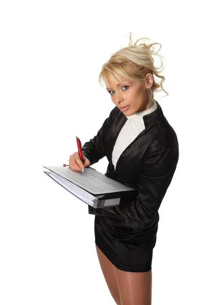 Young Businesswoman Hold File — Stock Photo, Image