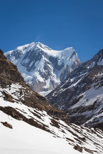 Hermoso Paisaje Las Montañas Del Himalaya Seguimiento Campamento Base Annapurna — Foto de Stock