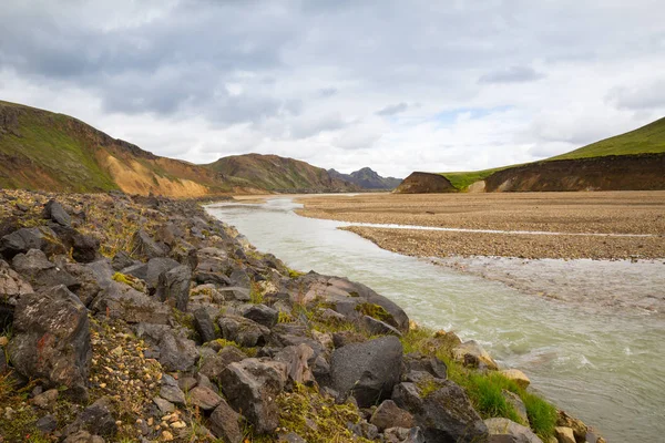 Vackert Panorama Över Bergen Nationalparken Landmannalaugavegur Island — Stockfoto