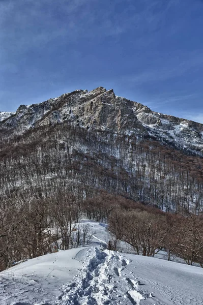 クリミア自治共和国で美しい雪の高原の風光明媚なビュー — ストック写真