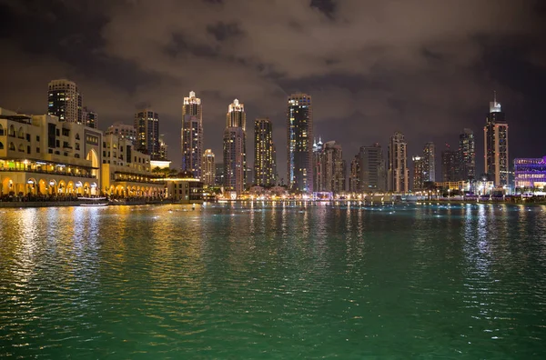 Vista Dos Arranha Céus Dubai Noite — Fotografia de Stock