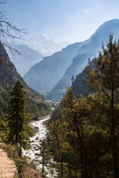 Schöne Aussicht Auf Die Piste Zum Everest Base Camp Himalaya — Stockfoto