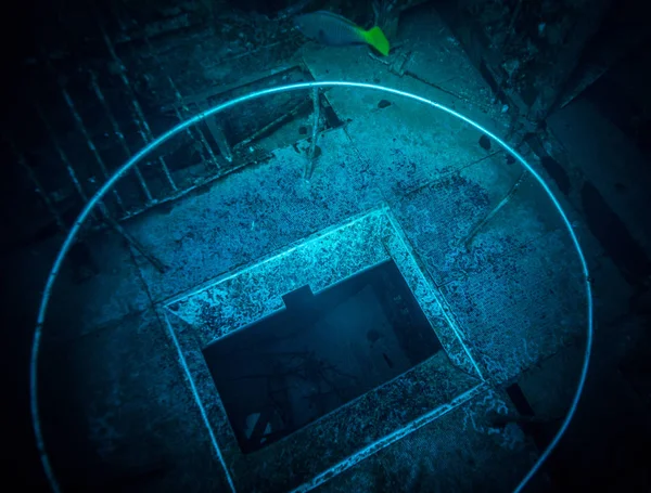 Υποβρύχια Βολή Και Πάτωμα Στη Θάλασσα — Φωτογραφία Αρχείου