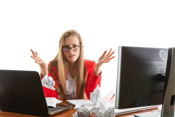 Zakenvrouw Die Een Stuk Papier — Stockfoto