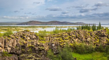 Thingvellir Milli Parkı rift Vadisi. İzlanda.