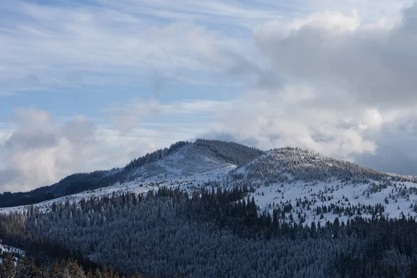 Hermoso Paisaje Invierno Las Montañas Los Cárpatos Ucranianos Cubiertos Nieve —  Fotos de Stock