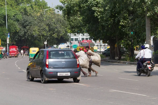 Paisaje Urbano Con Gente Capital India Ciudad Delhi —  Fotos de Stock