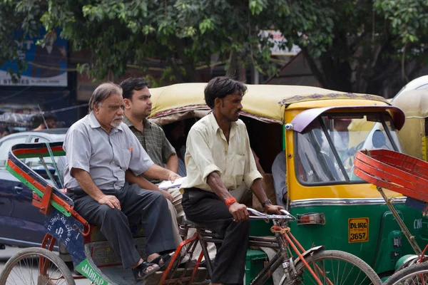 Дели Индия Август Индийский Тришау 2011 Дели Индия Велосипедный Рикша — стоковое фото