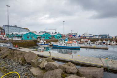 Reykjavik, İzlanda-Temmuz 25: Eski liman 25, 2013 yılında Reykjavik, İzlanda. Yaşadıkları en büyük limanda ülkenin nüfusunun.