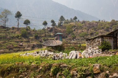 Himalaya köyü Everest Ana kampı için yolda