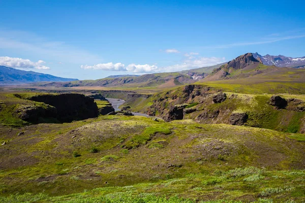 Gyönyörű Hegyi Panorámával Nemzeti Park Thorsmork Izland — Stock Fotó