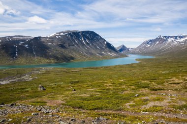 güzel dağ gölü Jotunheimen Milli Parkı, Norveç 