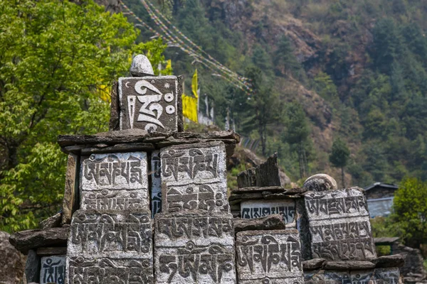 Stone Tabell Väg Till Everest Basläger — Stockfoto
