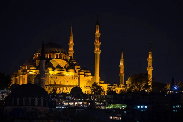 Estambul Centro Ciudad Vista Por Noche — Foto de Stock