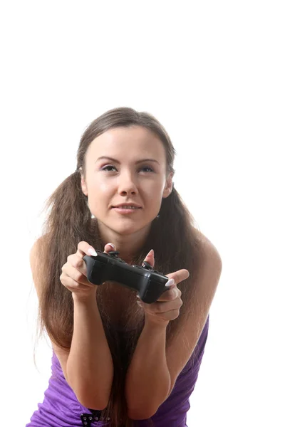 Young Woman Playing Video Game — Stock Photo, Image