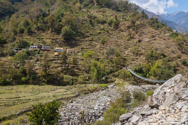 Puente Pista Campamento Base Annapurna Nepal — Foto de Stock