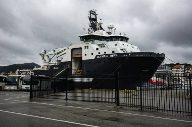 Bergen, Norveç-Temmuz 16: Gemide Bryggen 16, Bergen, Norveç'te 2016. Quay Bryggen Bergen gemide.