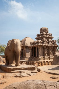 Antik kaya Tapınağı, beş Rathas, Mamallapuram, Tamil Nadu Hindistan