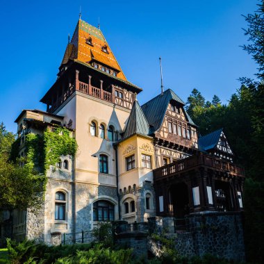 Yaz aylarında Ortaçağ Romen Peleshor Kalesi