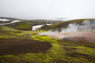 Jeotermal Bölgesi Ulusal Parkı Landmannalaugar. İzlanda.