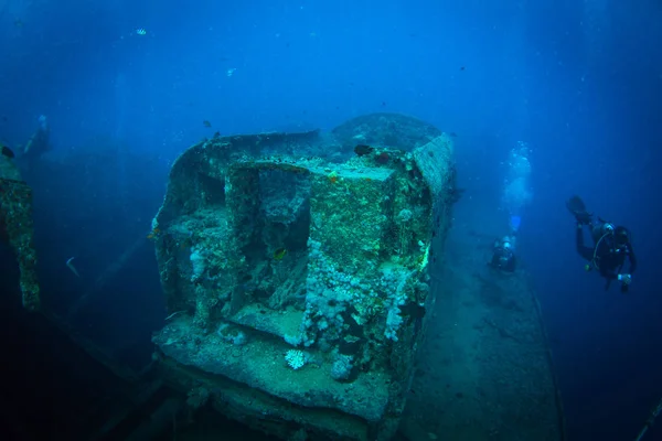 Duikers Britse Militair Vervoer Schip Gezonken Tijdens — Stockfoto