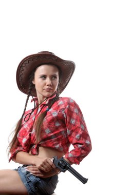 Kovboy şapkalı genç ve güzel kız 