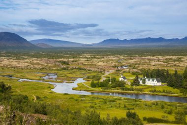 Thingvellir Milli Parkı rift Vadisi. İzlanda.