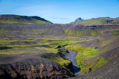 Güzel dağ Panorama Milli Parkı Thorsmork, İzlanda.