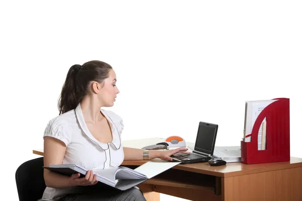 Zakenvrouw Bezig Met Haar Werkruimte — Stockfoto