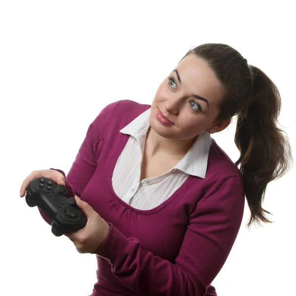 Mujer Joven Jugando Videojuego — Foto de Stock