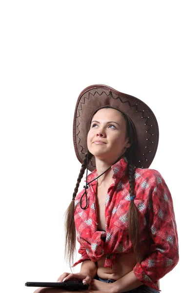 Bella Ragazza Nel Cappello Cowboy — Foto Stock