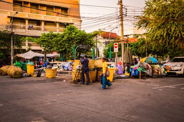 Bangkok Paisaje Urbano Con Gente Calle Tailandia —  Fotos de Stock