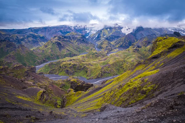 Belo Panorama Montanha Parque Nacional Thorsmork Islândia — Fotografia de Stock