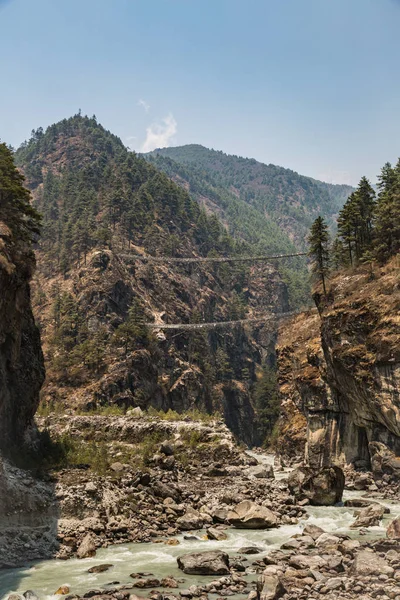 Brücke Auf Dem Weg Zum Ewigsten Basislager Dem Himalaya — Stockfoto