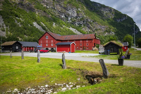 Vista Pequena Cidade Noruega Orve Ardal — Fotografia de Stock