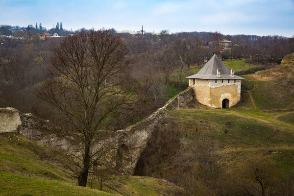 Forteresse Khotyn Sur Les Rives Rivière Dniester Ukraine — Photo